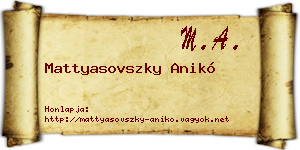 Mattyasovszky Anikó névjegykártya